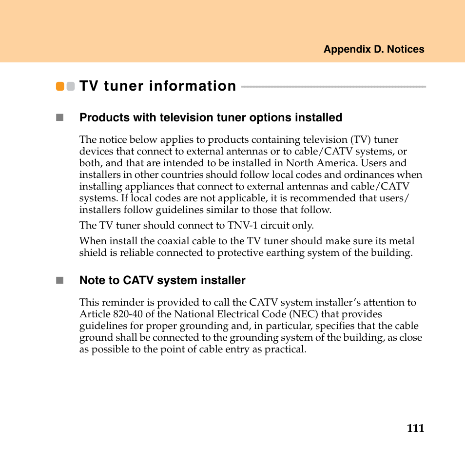 Tv tuner information | Lenovo IdeaPad Y550P User Manual | Page 119 / 142