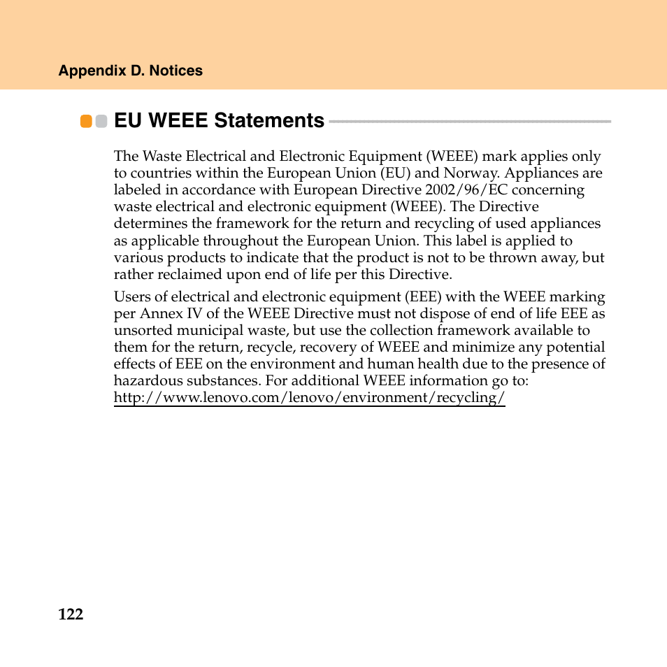 Eu weee statements | Lenovo IdeaPad Y550P User Manual | Page 130 / 142