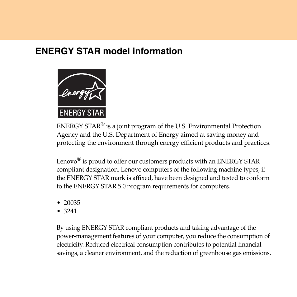 Energy star model information | Lenovo IdeaPad Y550P User Manual | Page 3 / 142