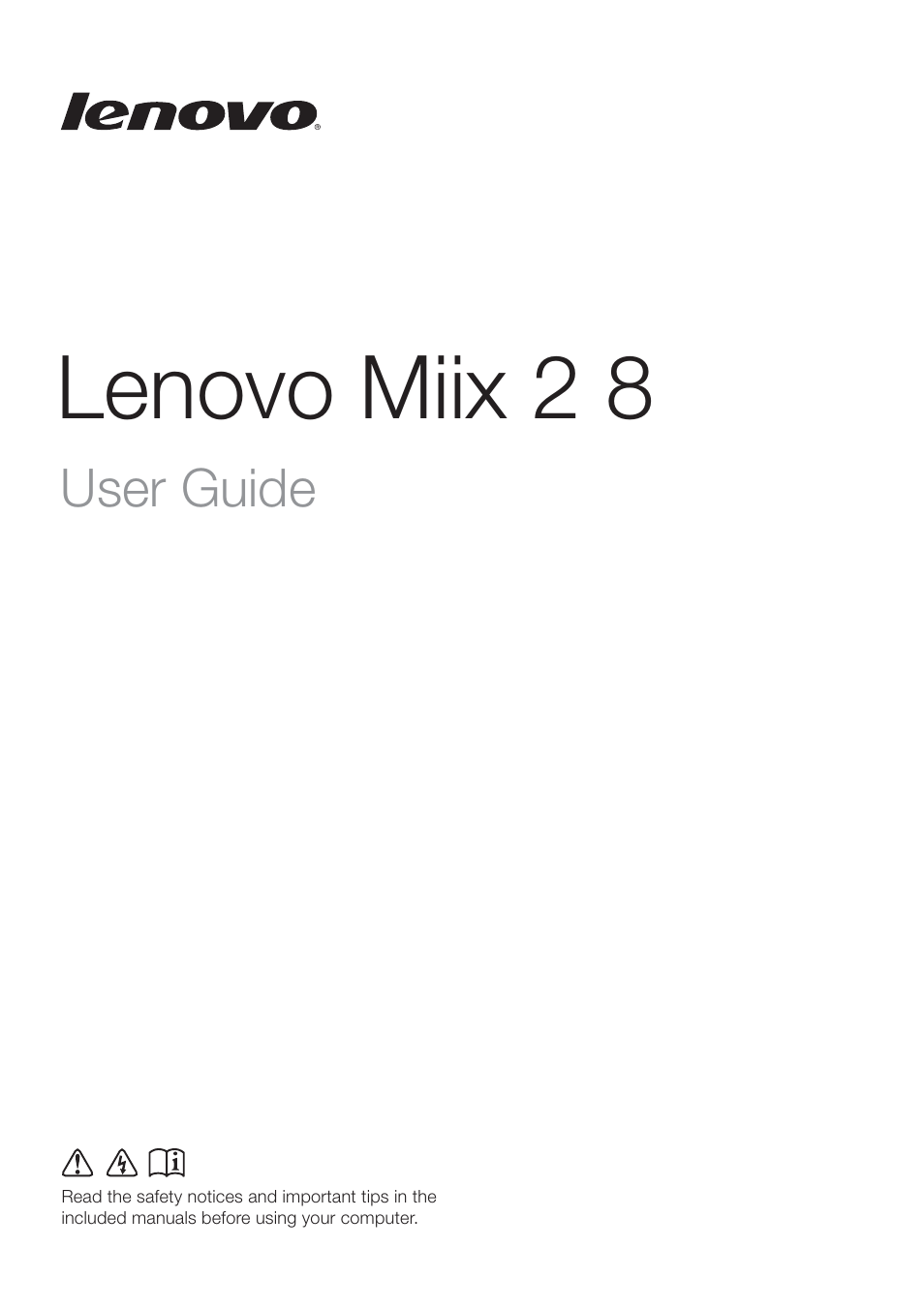Lenovo Miix 2 8 Tablet Lenovo User Manual | 30 pages