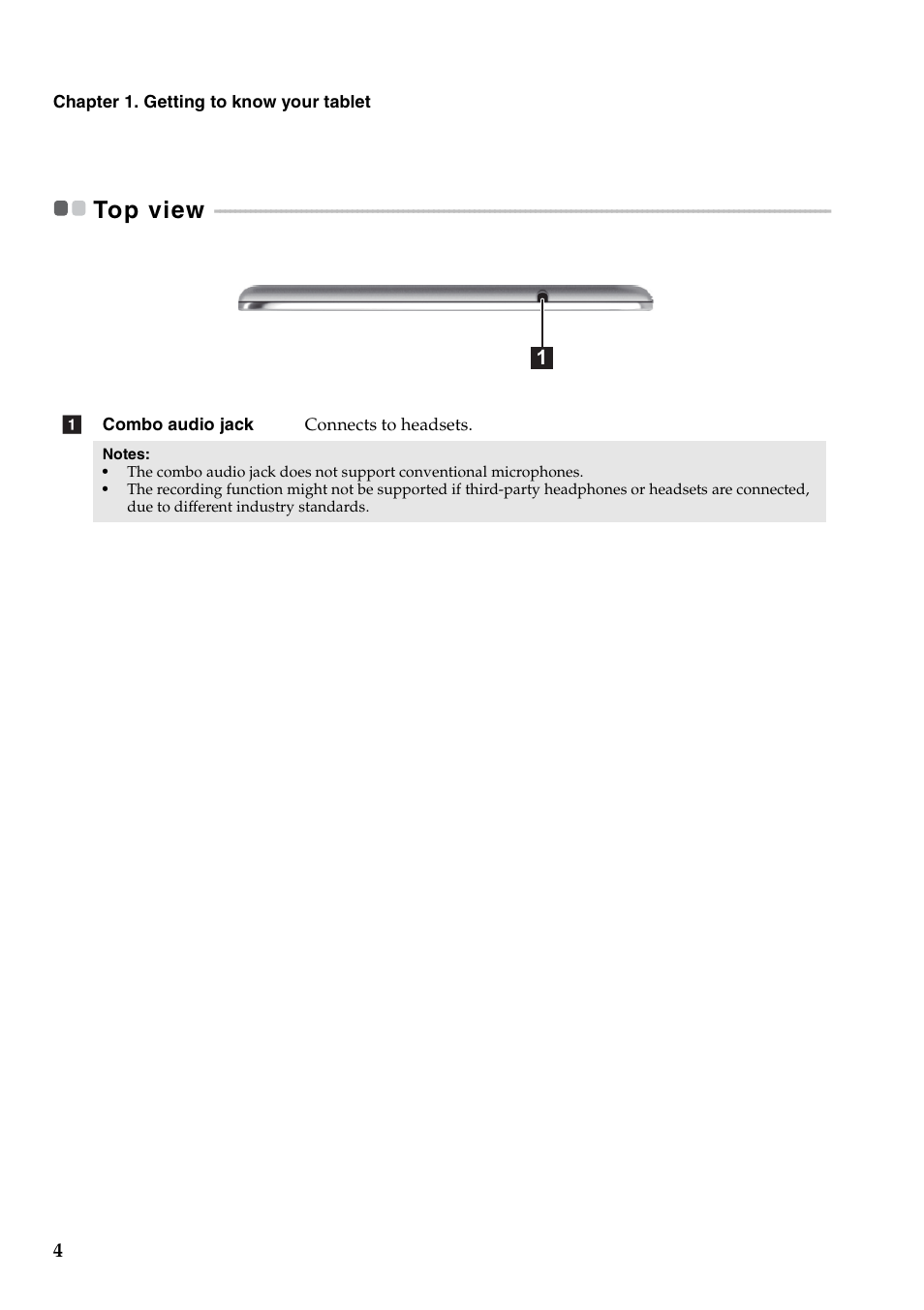 Top view | Lenovo Miix 2 8 Tablet Lenovo User Manual | Page 8 / 30