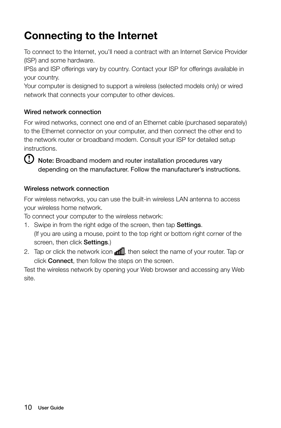 Connecting to the internet | Lenovo H505s Desktop User Manual | Page 15 / 53