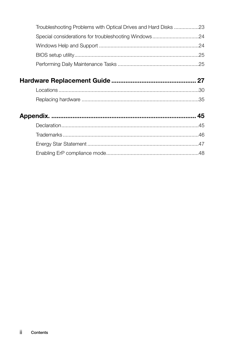 Hardware replacement guide, Appendix | Lenovo H505s Desktop User Manual | Page 5 / 53