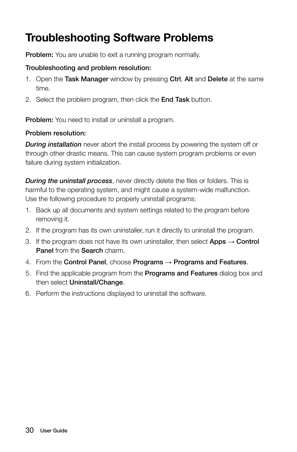 Troubleshooting software problems | Lenovo IdeaCentre K415 User Manual | Page 35 / 65