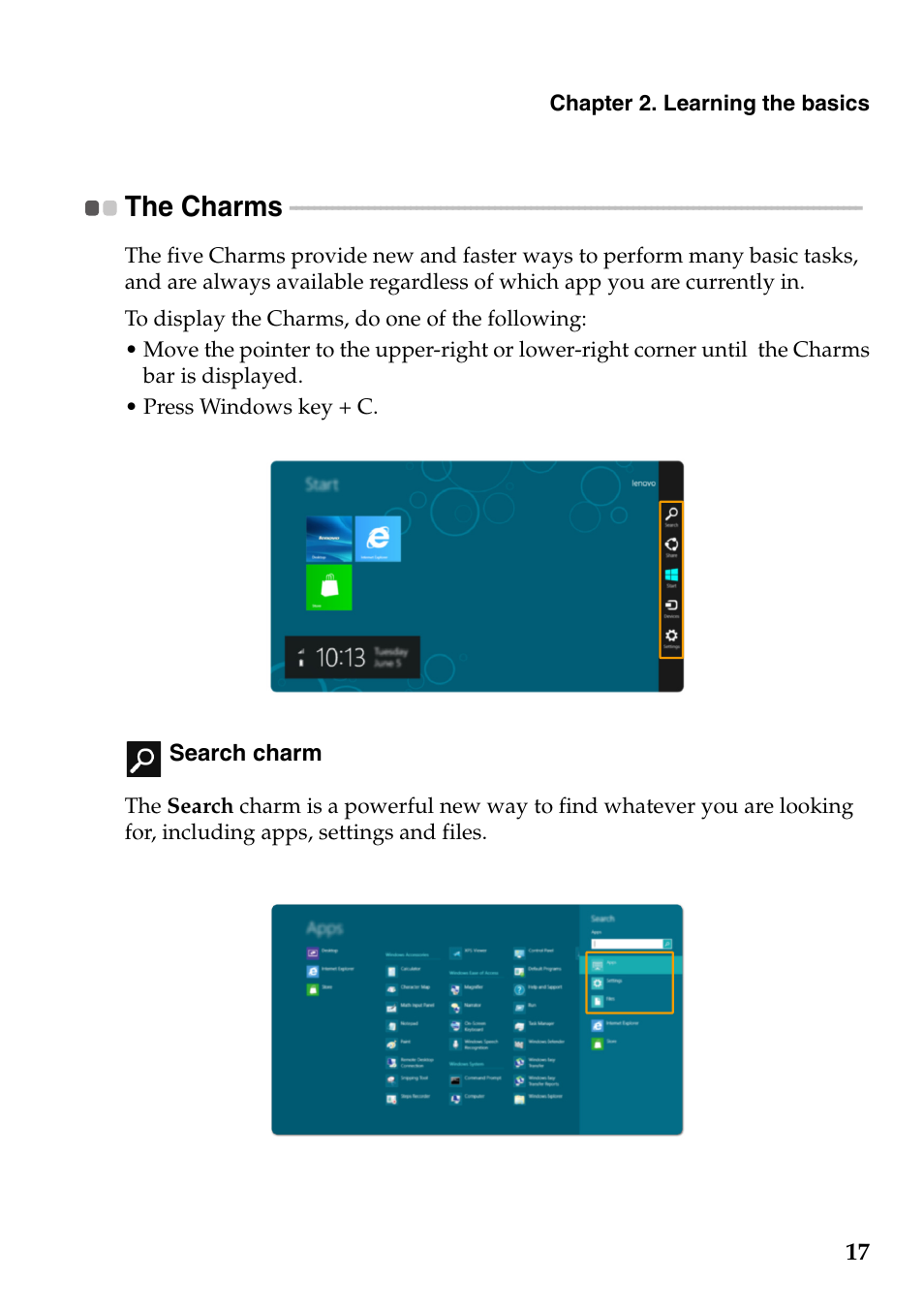 The charms | Lenovo G485 Notebook User Manual | Page 21 / 64