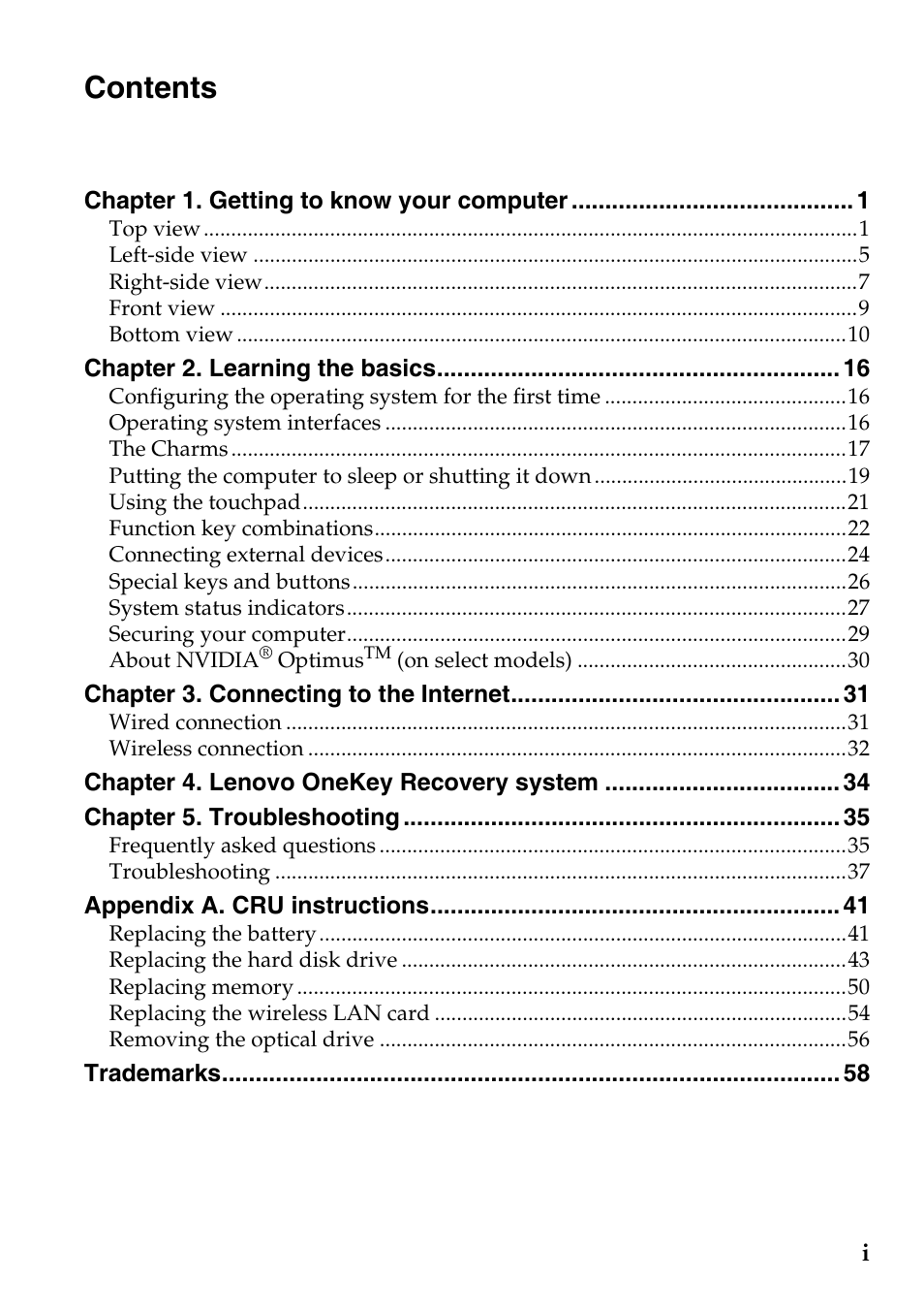 Lenovo G485 Notebook User Manual | Page 3 / 64