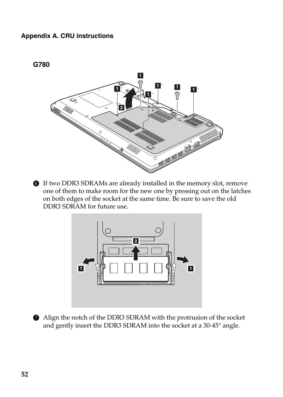 G780, Appendix a. cru instructions | Lenovo G485 Notebook User Manual | Page 56 / 64