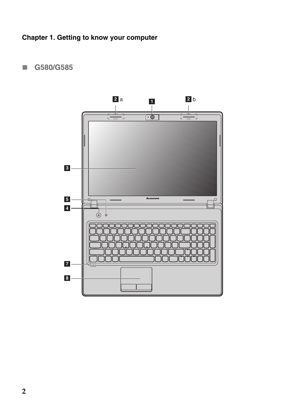 Chapter 1. getting to know your computer | Lenovo G485 Notebook User Manual | Page 6 / 64