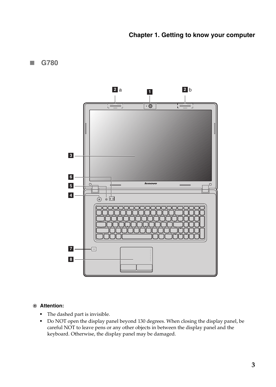 3 g780, Chapter 1. getting to know your computer | Lenovo G485 Notebook User Manual | Page 7 / 64