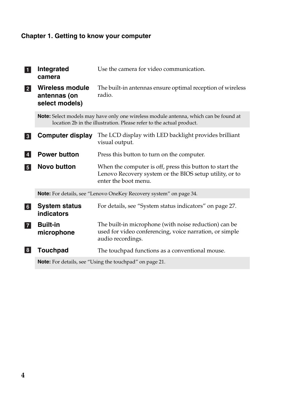 Lenovo G485 Notebook User Manual | Page 8 / 64