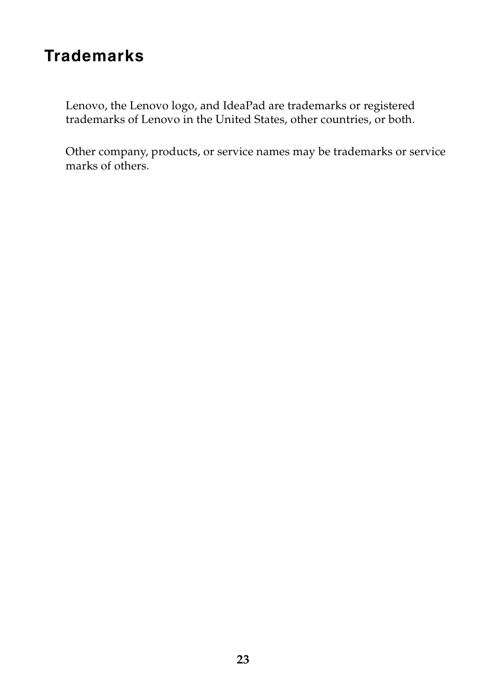 Trademarks | Lenovo IdeaPad Flex 14 Notebook User Manual | Page 23 / 24