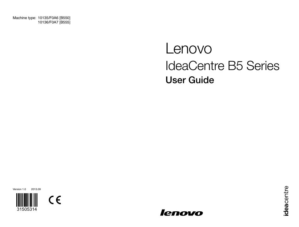 Lenovo IdeaCentre B550 All-in-One User Manual | 63 pages