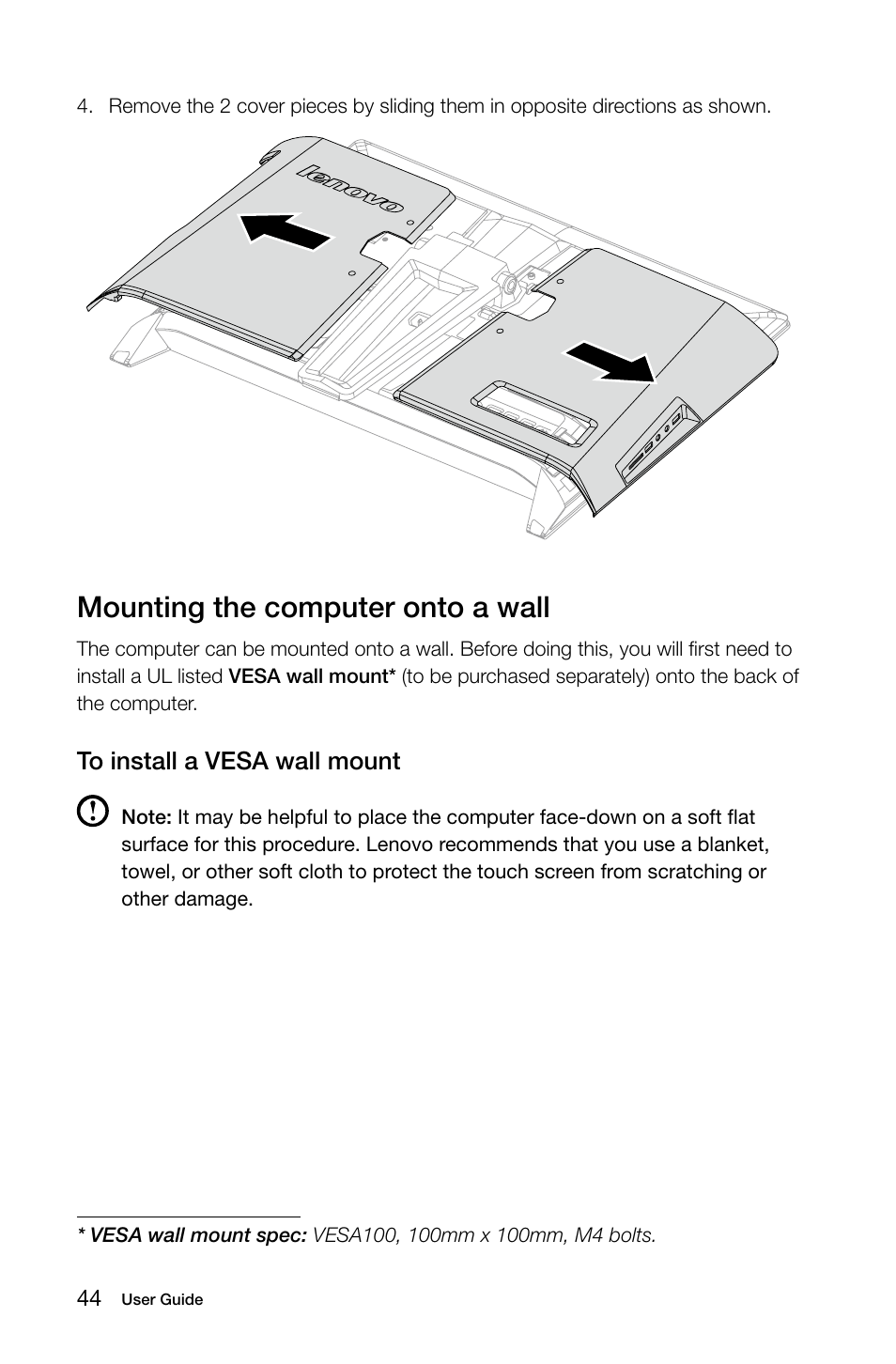 Mounting the computer onto a wall | Lenovo IdeaCentre B550 All-in-One User Manual | Page 49 / 63
