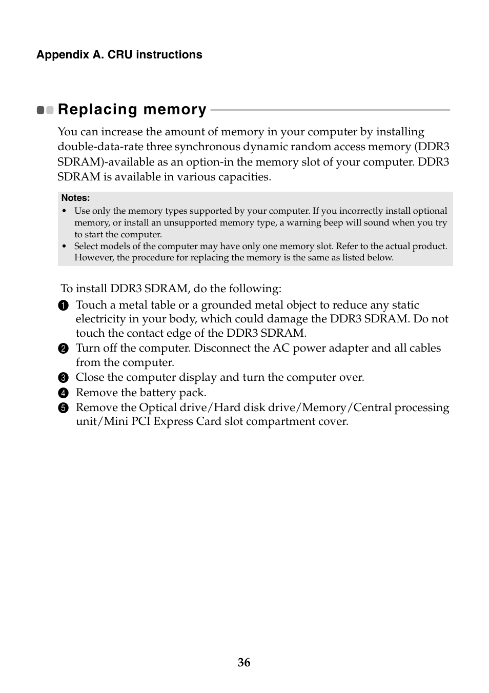 Replacing memory | Lenovo Z40-75 User Manual | Page 42 / 51