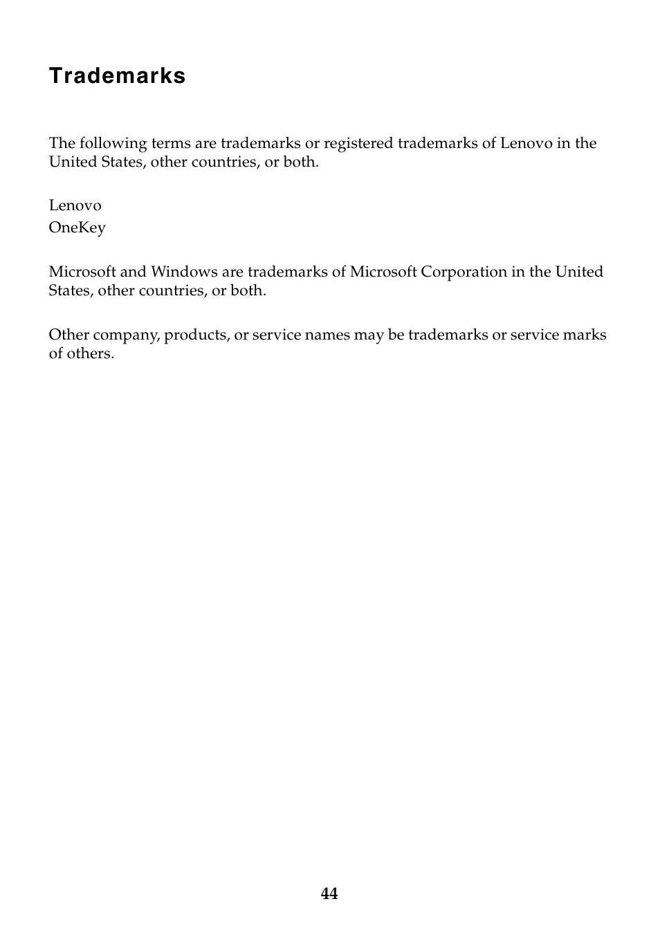 Trademarks | Lenovo Z40-75 User Manual | Page 50 / 51