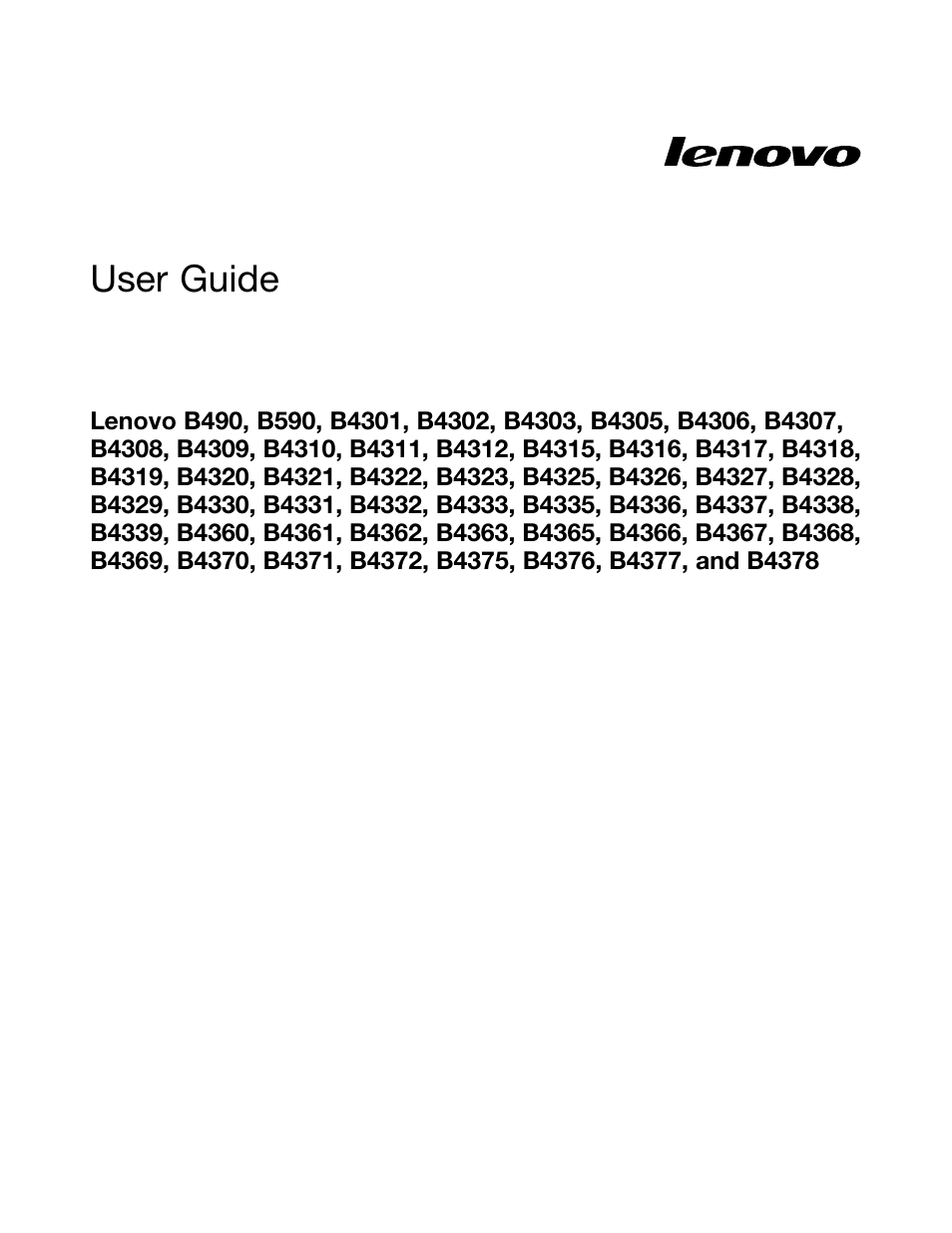 Lenovo B590 Notebook User Manual | 84 pages