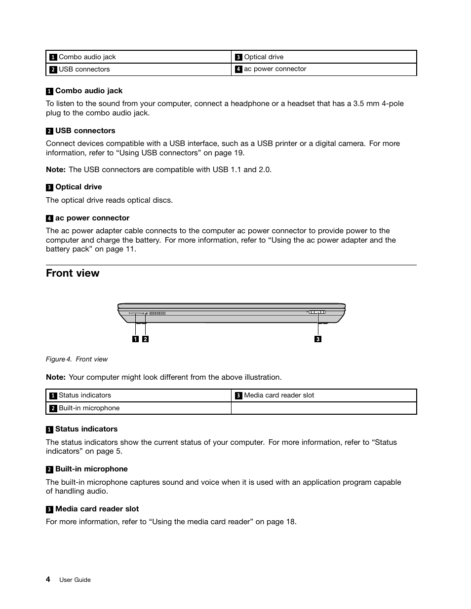 Front view | Lenovo B590 Notebook User Manual | Page 18 / 84
