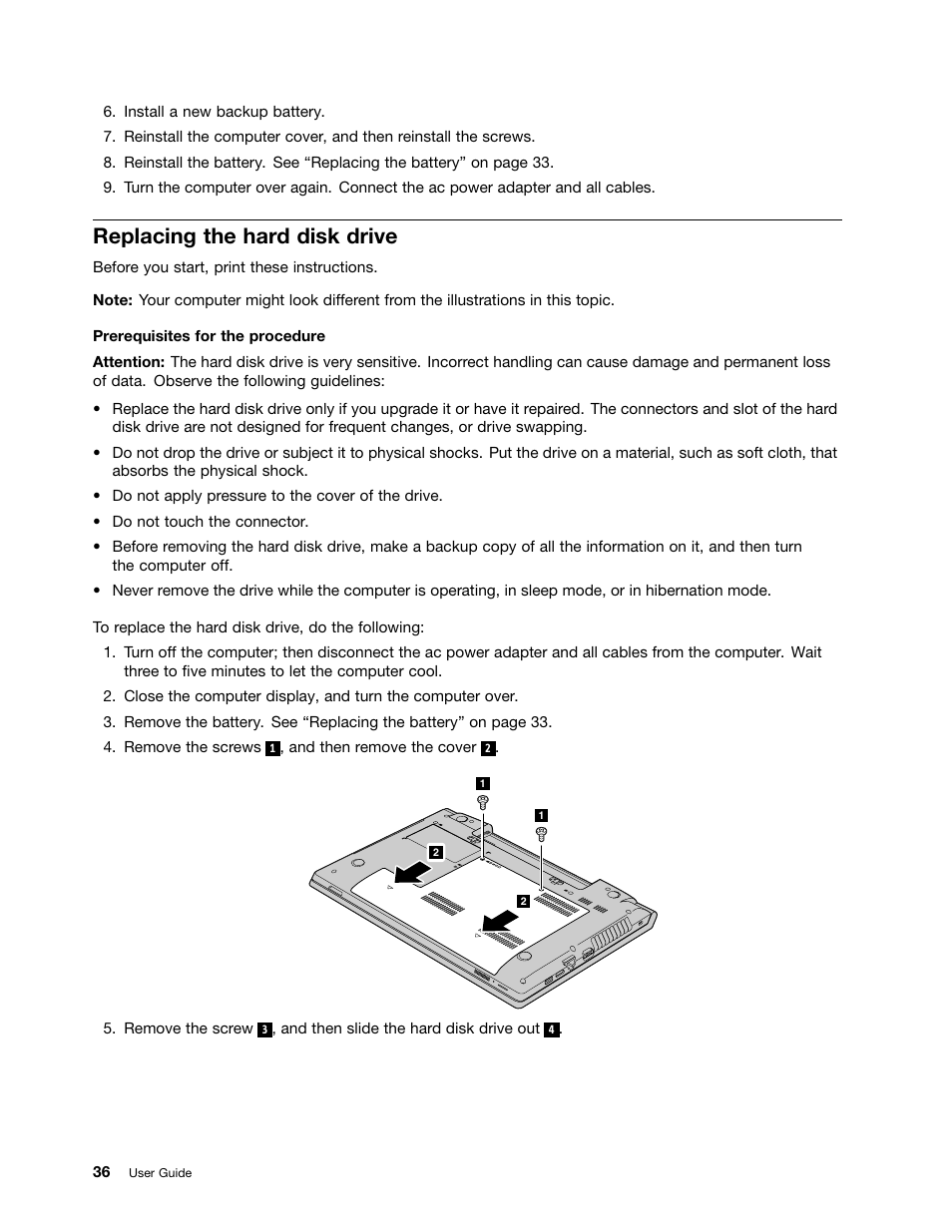 Replacing the hard disk drive | Lenovo B590 Notebook User Manual | Page 50 / 84