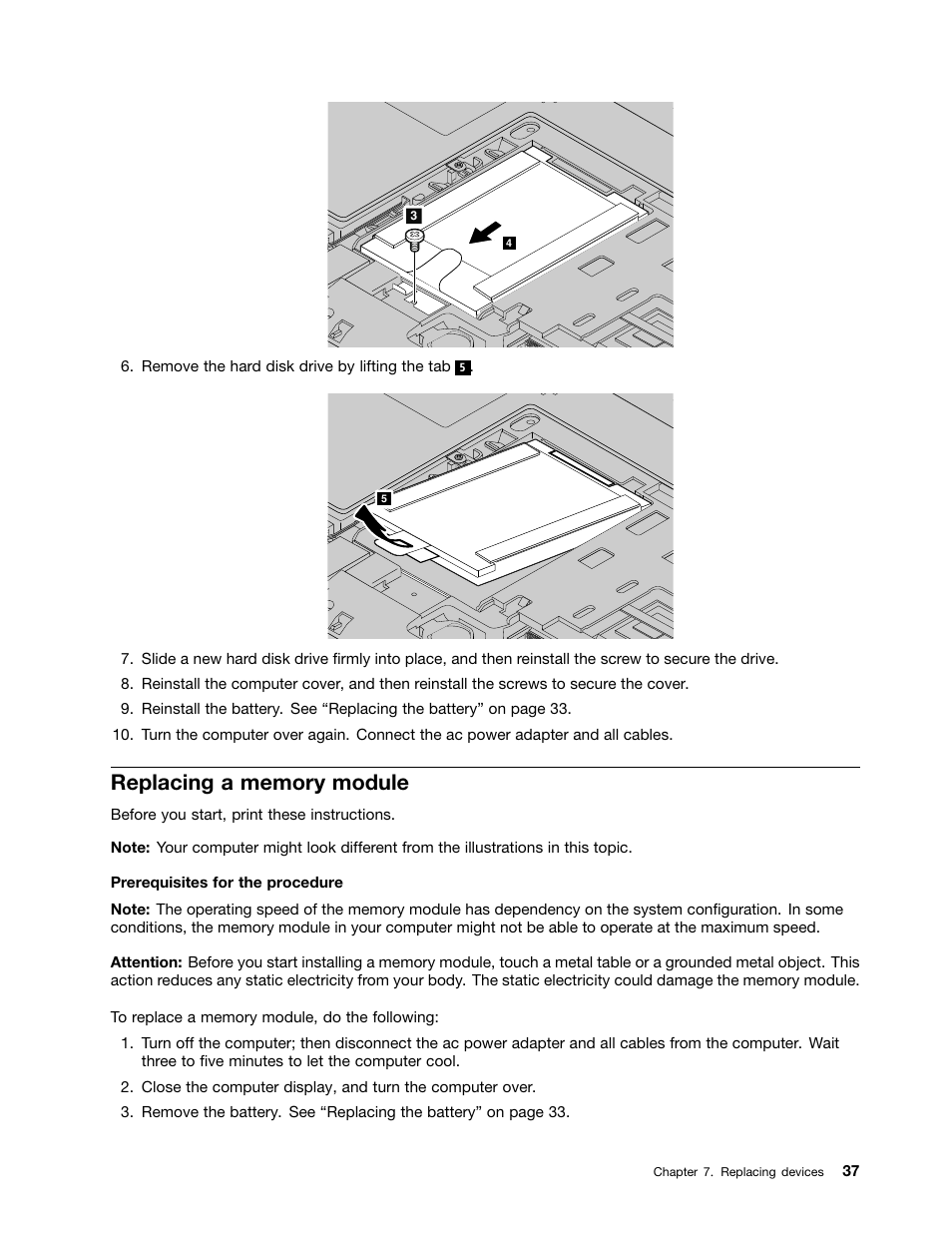 Replacing a memory module | Lenovo B590 Notebook User Manual | Page 51 / 84