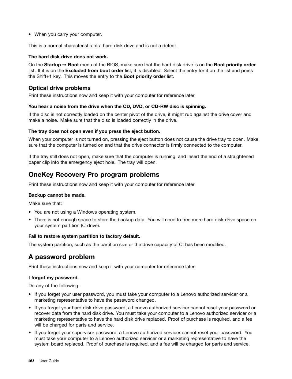 Onekey recovery pro program problems, A password problem | Lenovo B590 Notebook User Manual | Page 64 / 84