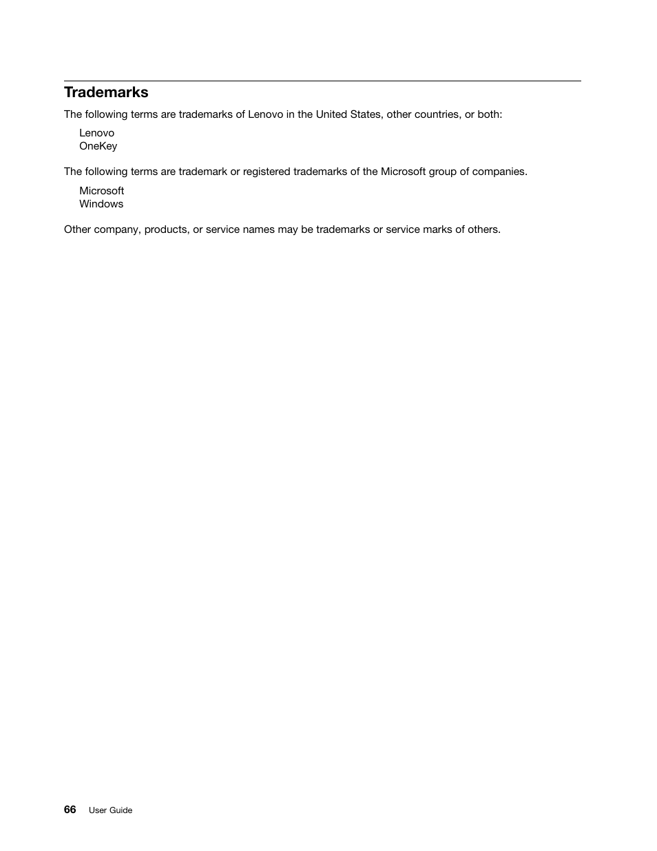 Trademarks | Lenovo B590 Notebook User Manual | Page 80 / 84