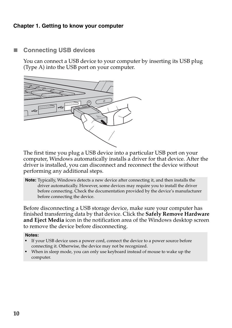 Connecting usb devices | Lenovo IdeaPad Flex 14D Notebook User Manual | Page 14 / 40