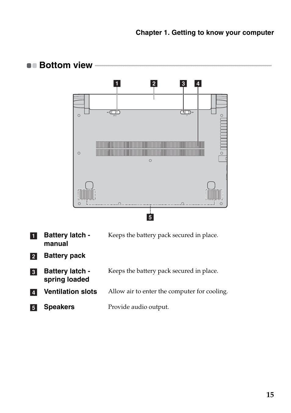 Bottom view | Lenovo IdeaPad Flex 14D Notebook User Manual | Page 19 / 40