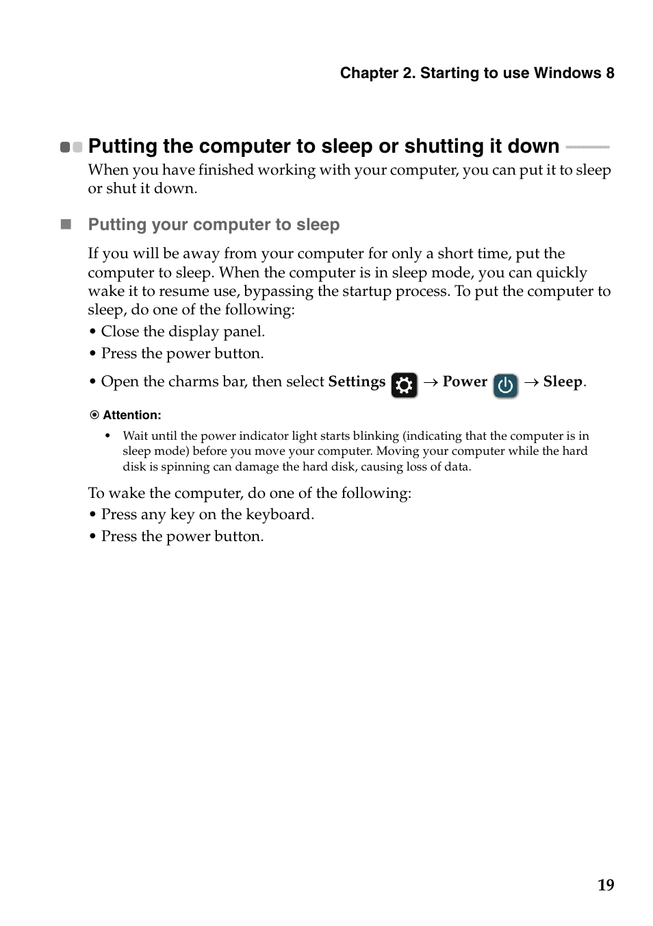 Putting the computer to sleep or shutting it down | Lenovo IdeaPad Flex 14D Notebook User Manual | Page 23 / 40