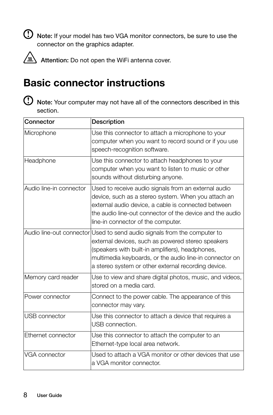 Basic connector instructions | Lenovo H515s Desktop User Manual | Page 13 / 63