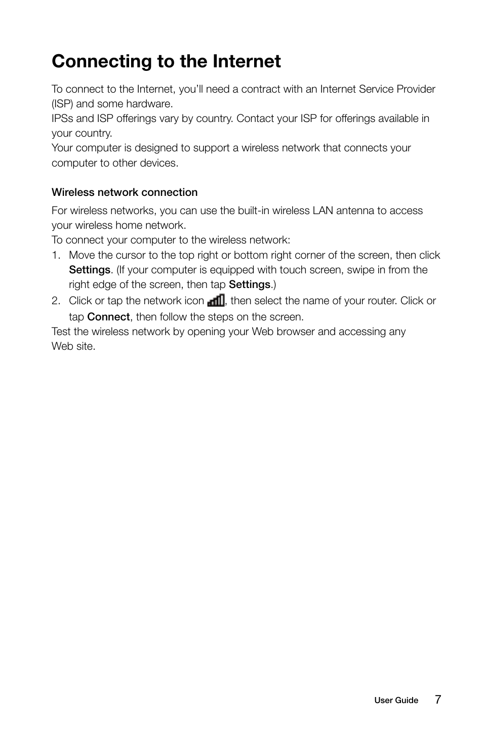 Connecting to the internet | Lenovo Horizon 2e Table PC User Manual | Page 12 / 49