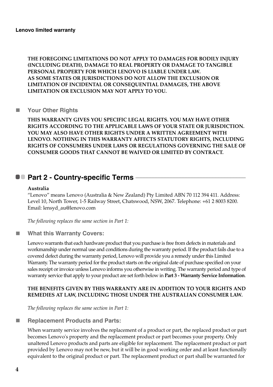 Part 2 - country-specific terms | Lenovo Flex 10 Notebook Lenovo User Manual | Page 4 / 15