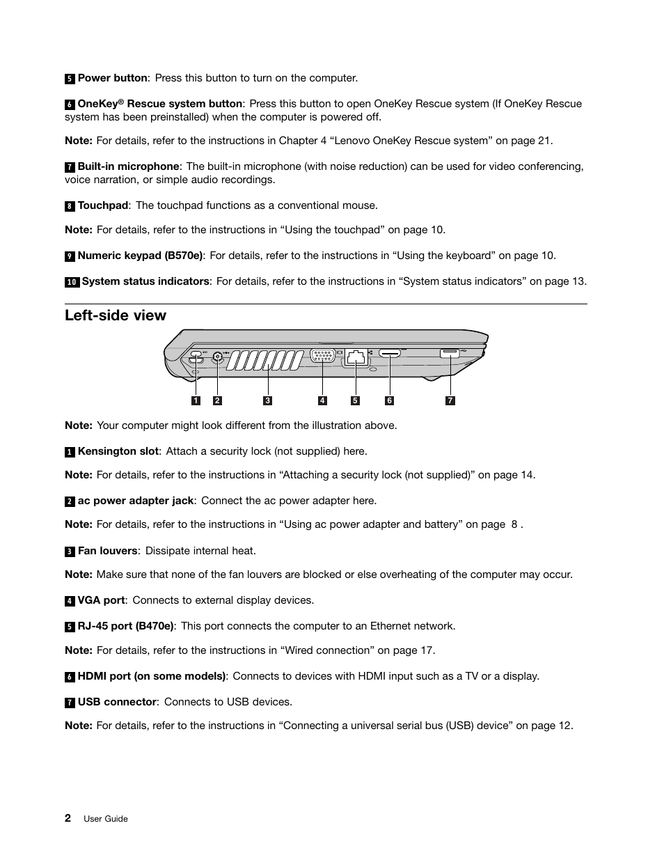 Left-side view | Lenovo B570e Notebook User Manual | Page 16 / 60