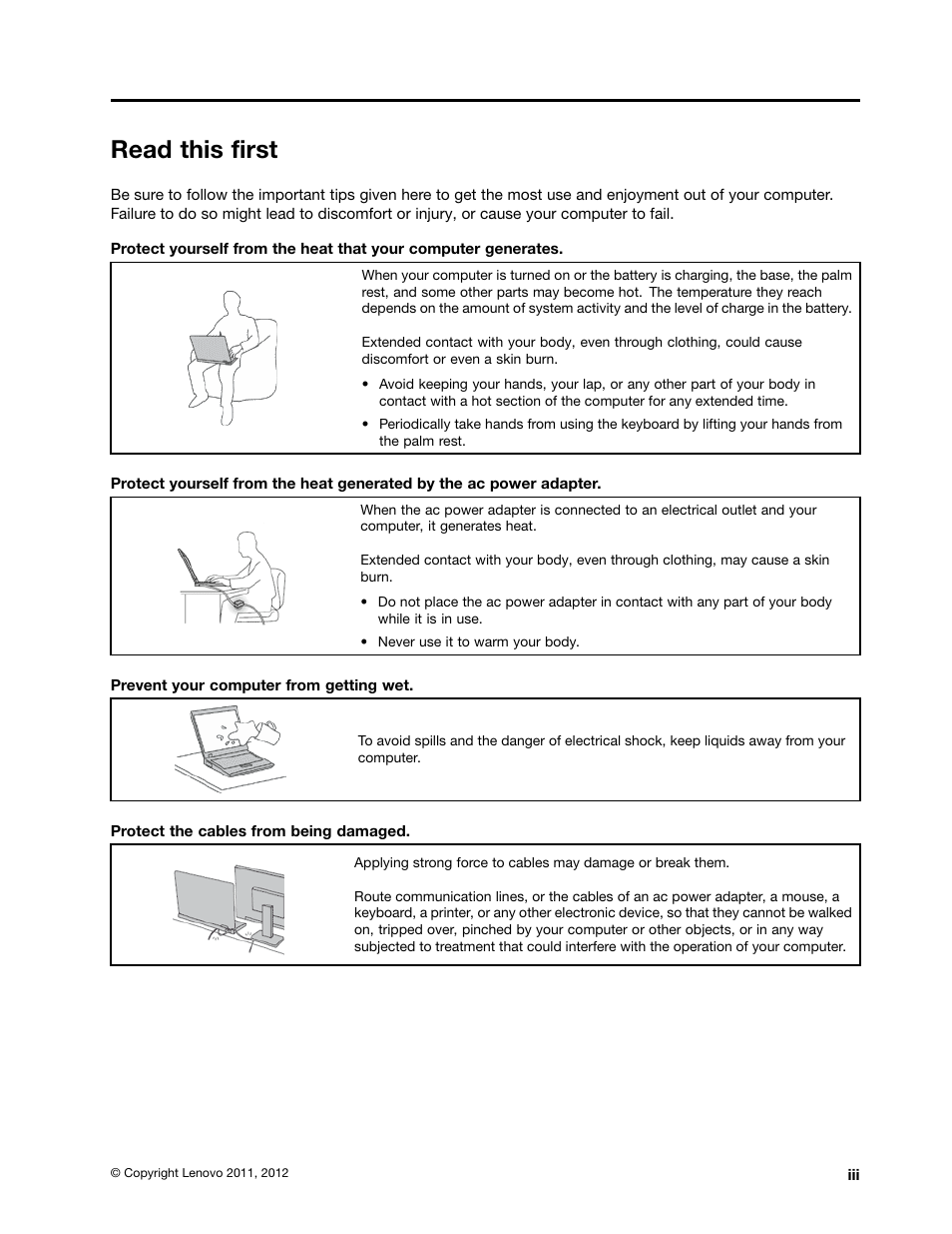 Read this first | Lenovo B570e Notebook User Manual | Page 5 / 60