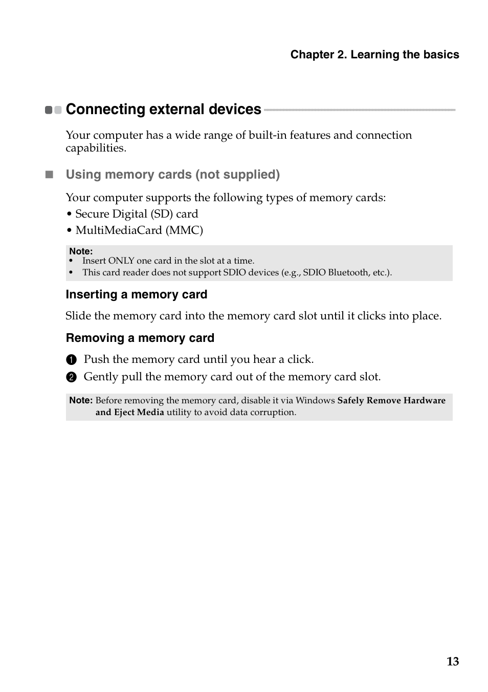 Connecting external devices | Lenovo IdeaPad S410 Notebook User Manual | Page 17 / 45