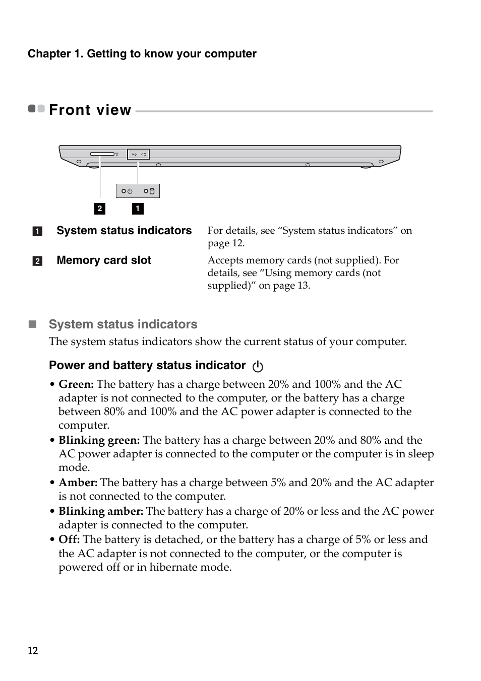 Front view | Lenovo B50-45 Notebook User Manual | Page 18 / 52