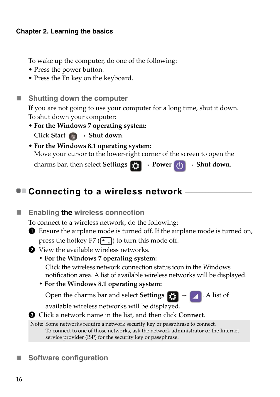 Connecting to a wireless network | Lenovo B50-45 Notebook User Manual | Page 22 / 52