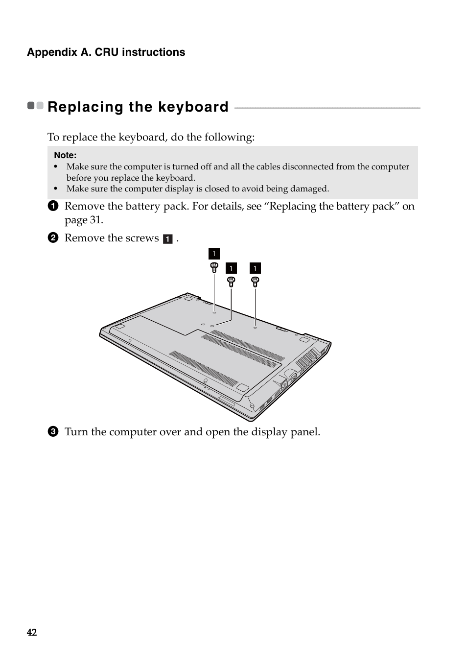 Replacing the keyboard | Lenovo B50-45 Notebook User Manual | Page 48 / 52