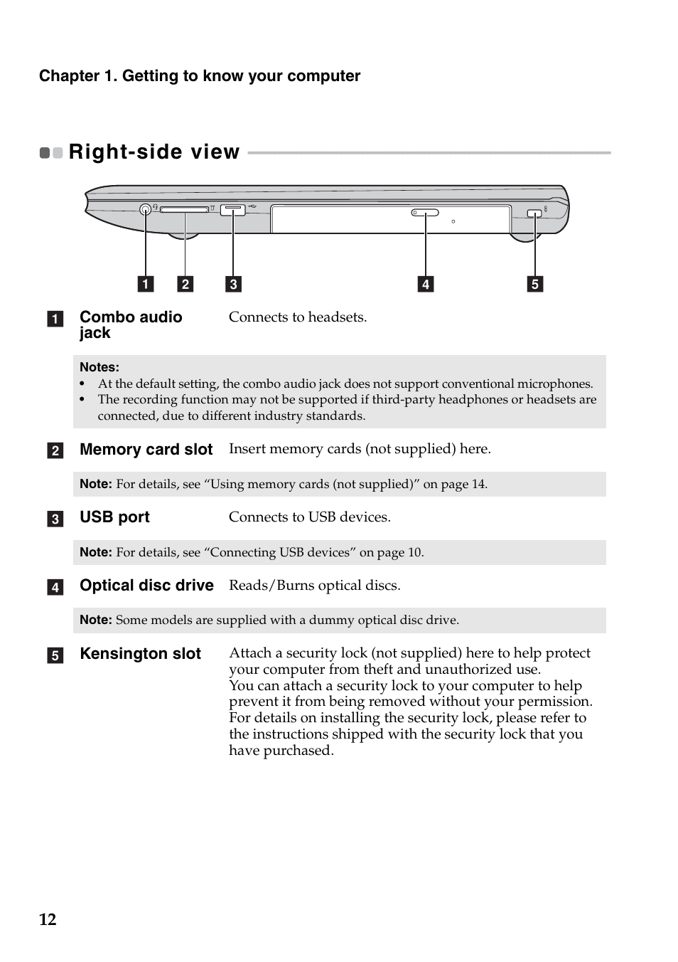 Right-side view | Lenovo G500s Touch Notebook User Manual | Page 16 / 50