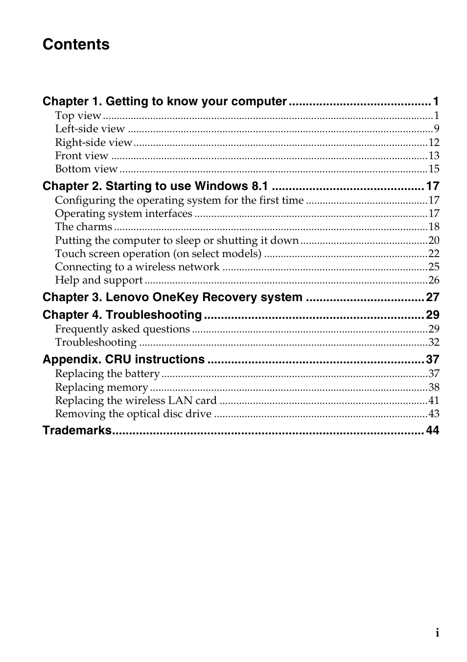 Lenovo G500s Touch Notebook User Manual | Page 3 / 50