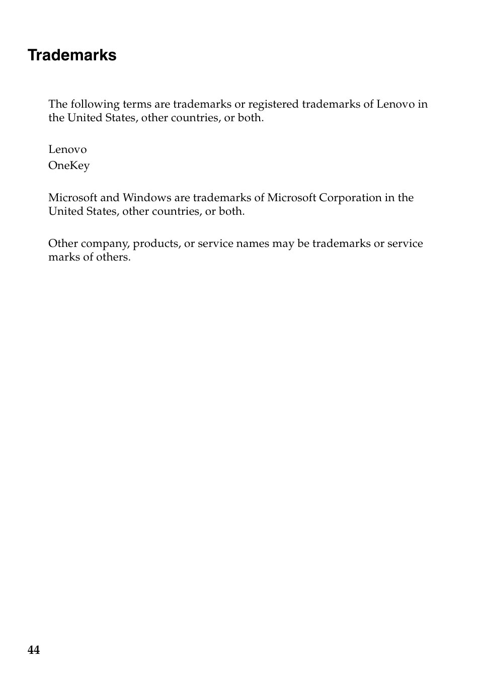 Trademarks | Lenovo G500s Touch Notebook User Manual | Page 48 / 50