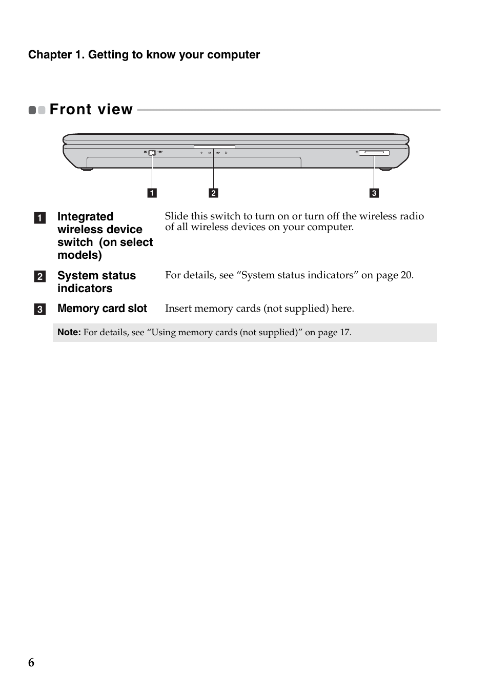 Front view | Lenovo G560e Notebook User Manual | Page 10 / 51