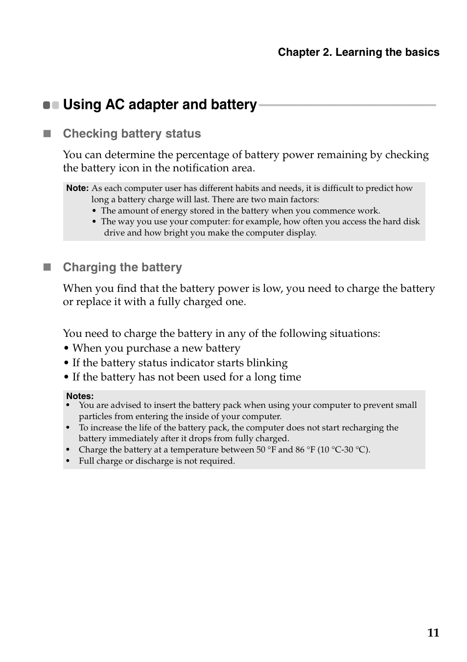 Using ac adapter and battery | Lenovo G560e Notebook User Manual | Page 15 / 51