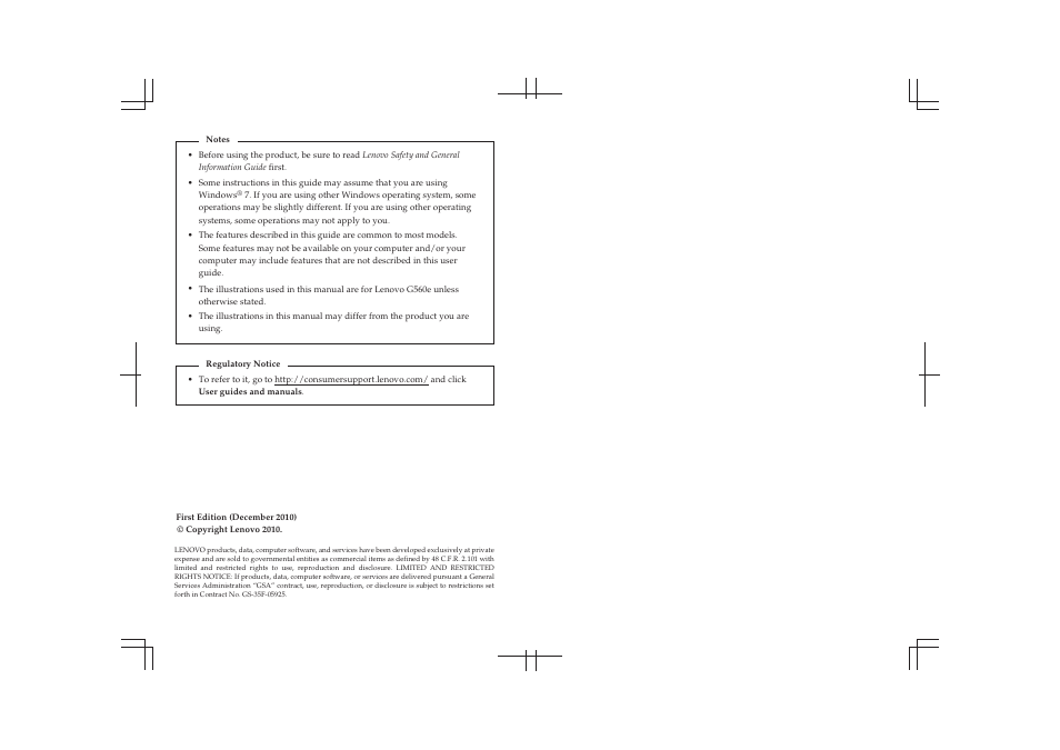 Lenovo G560e Notebook User Manual | Page 2 / 51