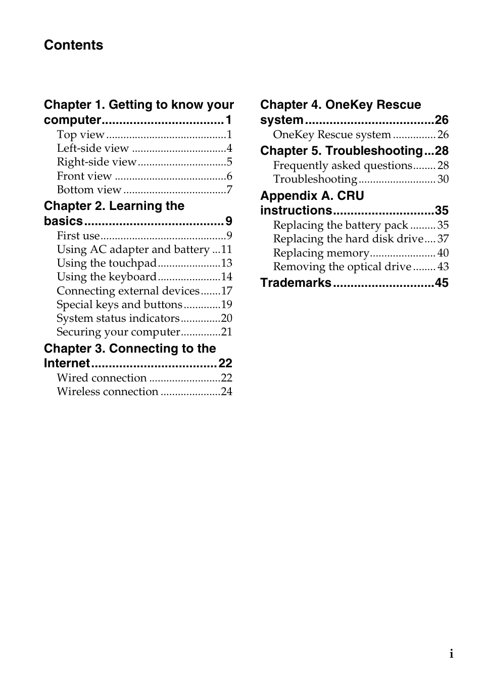 Lenovo G560e Notebook User Manual | Page 3 / 51