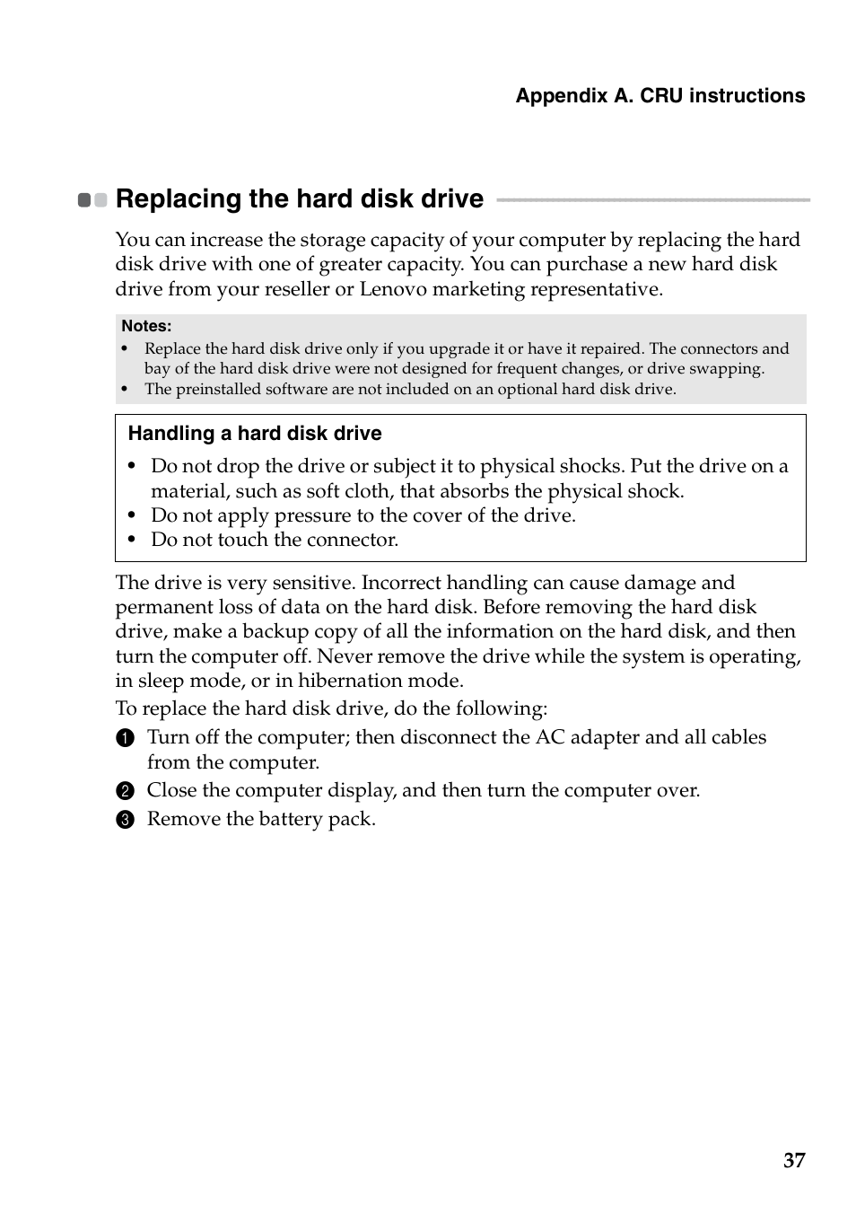 Replacing the hard disk drive | Lenovo G560e Notebook User Manual | Page 41 / 51