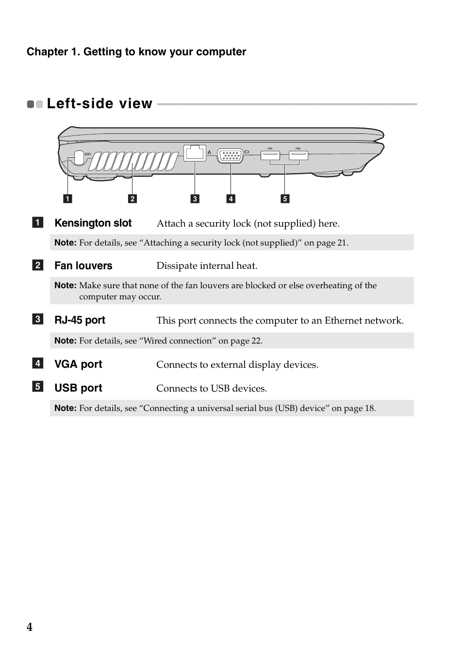 Left-side view | Lenovo G560e Notebook User Manual | Page 8 / 51