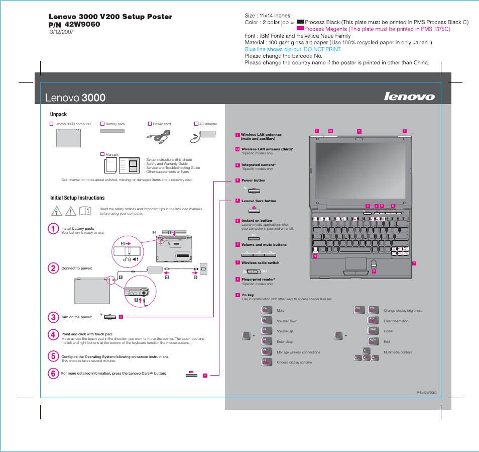 Lenovo 3000 V200 Notebook User Manual | 2 pages