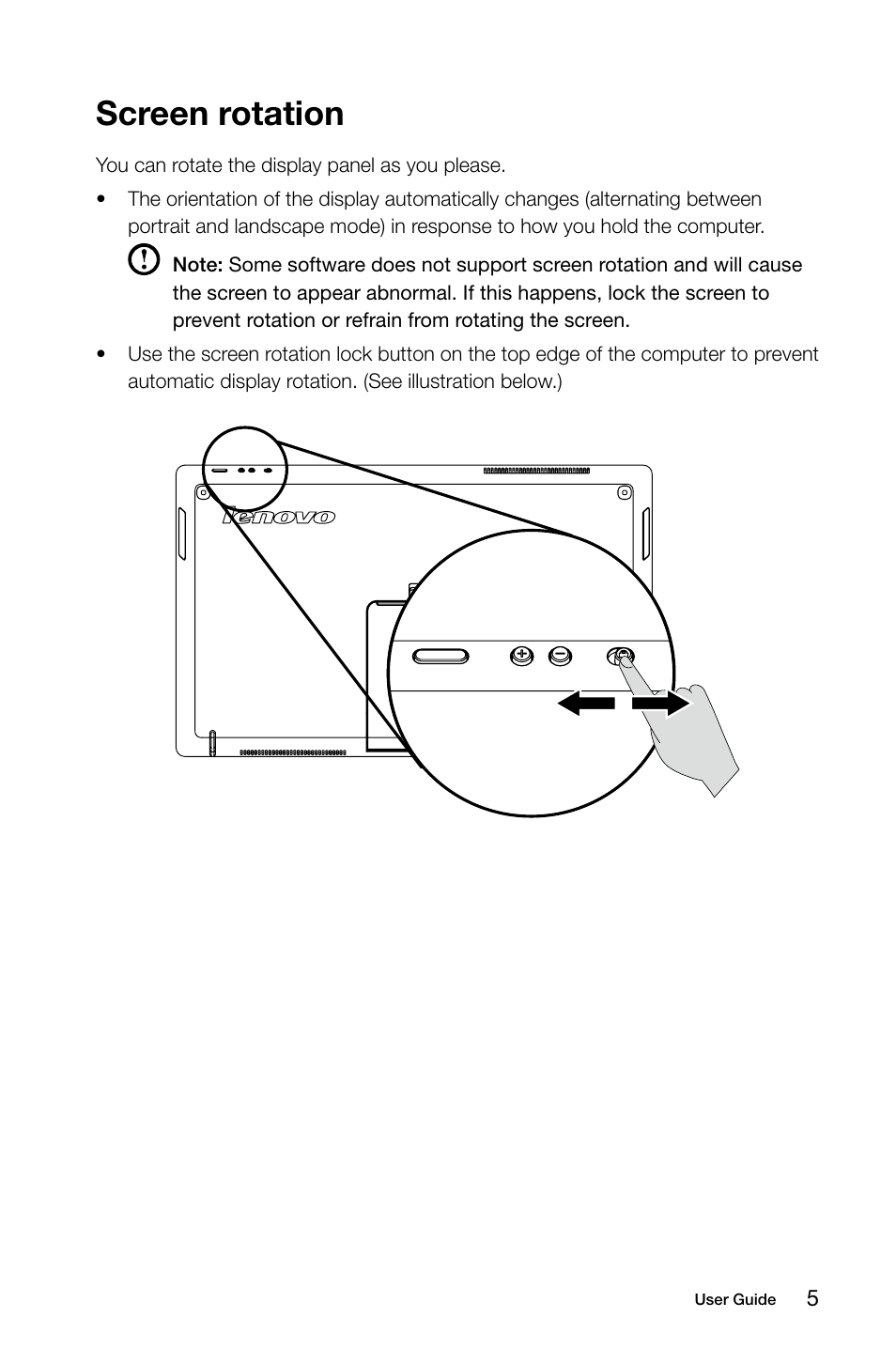 Screen rotation | Lenovo Flex 20 All-in-One IdeaCentre User Manual | Page 10 / 49