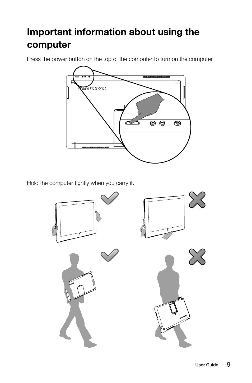 Important information about using the computer | Lenovo Flex 20 All-in-One IdeaCentre User Manual | Page 14 / 49
