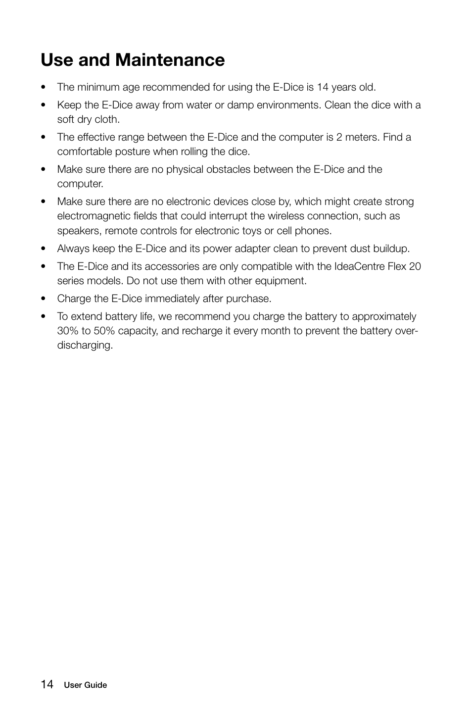 Use and maintenance | Lenovo Flex 20 All-in-One IdeaCentre User Manual | Page 19 / 49